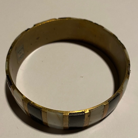 Vintage brass, Onyx and mother of pearl Bracelet - Picture 2 of 5